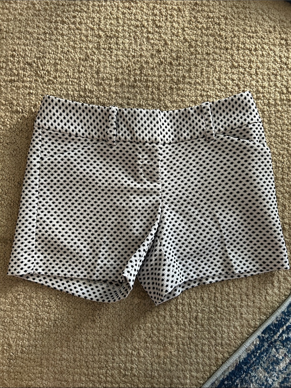 Ann Taylor White Shorts with Black Dot Print